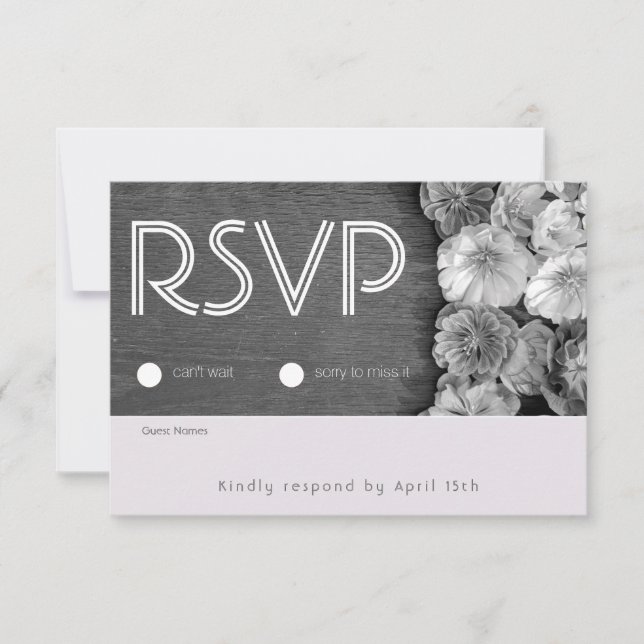 Tarjeta RSVP de madera de B & W Garden Hellebore (Anverso)