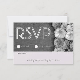 Tarjeta RSVP de madera de B & W Garden Hellebore