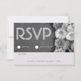 Tarjeta RSVP de madera de B & W Garden Hellebore