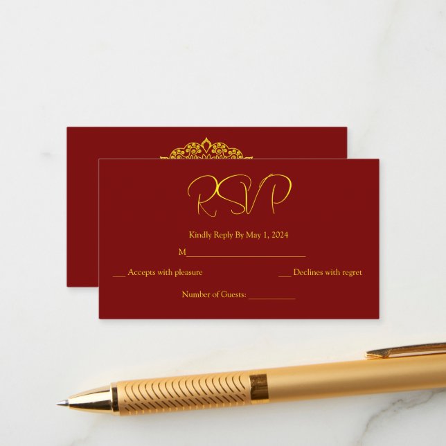 tarjeta rsvp de mandala dorada (Anverso/Reverso In Situ)