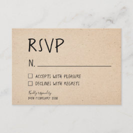 TARJETA RSVP DE MANO CLASICA - PAPEL DE KRAFT