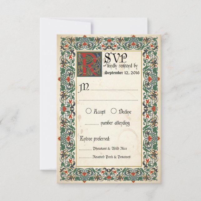 Tarjeta RSVP de manuscrito medieval (Anverso)