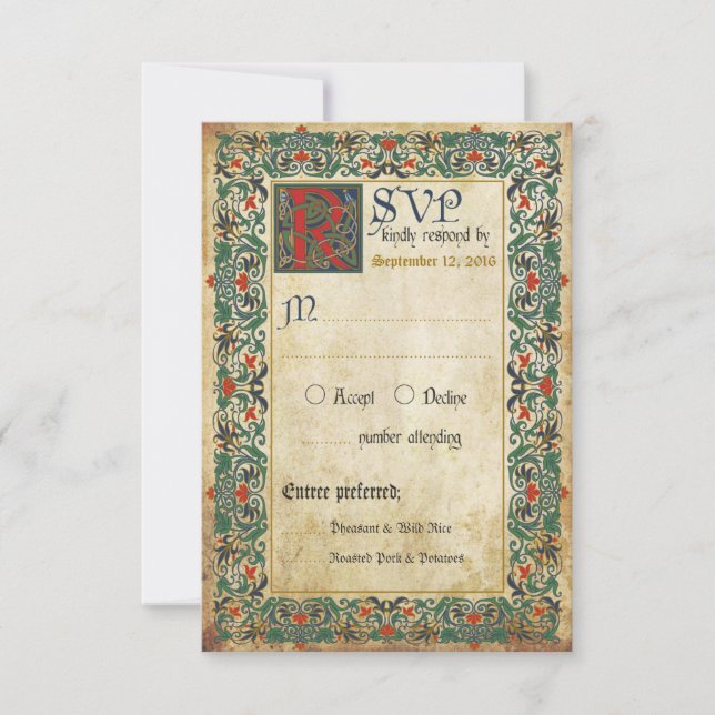 Tarjeta RSVP de manuscrito medieval (Anverso)