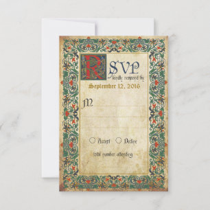 Tarjeta RSVP de manuscrito medieval