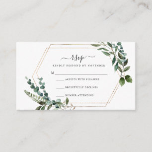 Tarjeta RSVP de marco dorado floral