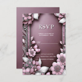 Tarjeta RSVP de marco floral rosa
