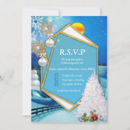 Tarjeta RSVP de marco geométrico de oro