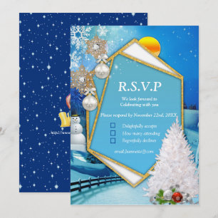Tarjeta RSVP de marco geométrico de oro