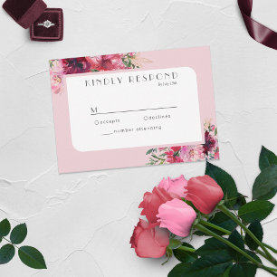 Tarjeta RSVP de marco moderno para Rosa rugoso y p