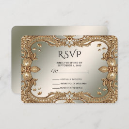Tarjeta RSVP de marco Ornate Gold