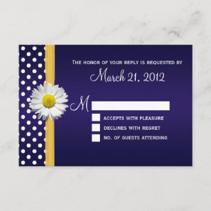Tarjeta RSVP de margarita azul y amarilla