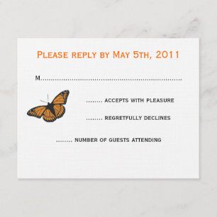 Tarjeta RSVP de mariposa moderna - Naranja