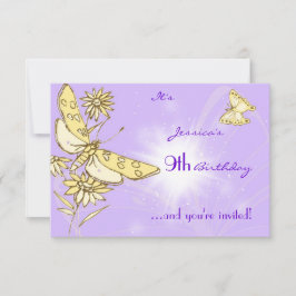 Tarjeta RSVP de mariposa morada