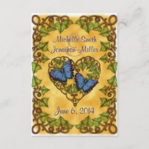 Tarjeta RSVP de mariposa morada e Ivy Heart