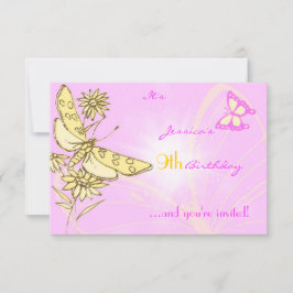 Tarjeta RSVP de mariposa rosa