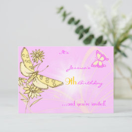 Tarjeta RSVP de mariposa rosa