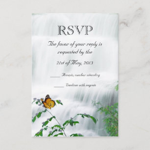 Tarjeta RSVP de mariposa y cascadas