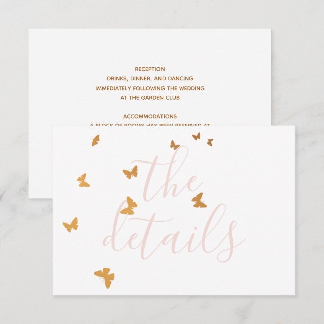 Tarjeta RSVP de mariposas de pasteles bodas (Anverso / Reverso)