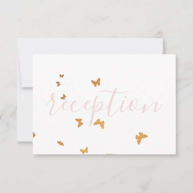Tarjeta RSVP de mariposas de pasteles bodas (Anverso)