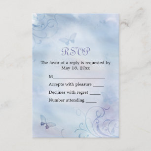 Tarjeta RSVP de mariposas y Swirls