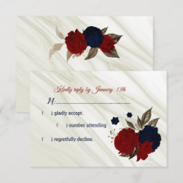 tarjeta RSVP de mármol de flores de marina y borgo