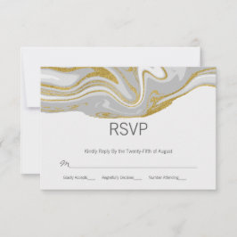 Tarjeta RSVP de Mármol Moderno y Boda de Oro