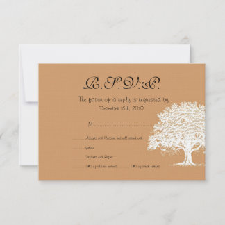 Tarjeta RSVP de marrón/boda blanca de primavera