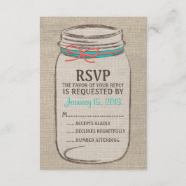 Tarjeta RSVP de Mason Jar Rustic