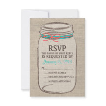 Tarjeta RSVP de Mason Jar Rustic