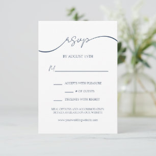 Tarjeta RSVP de matrimonio azul elegante de la mar