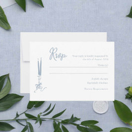 Tarjeta RSVP de matrimonio azul turbulento