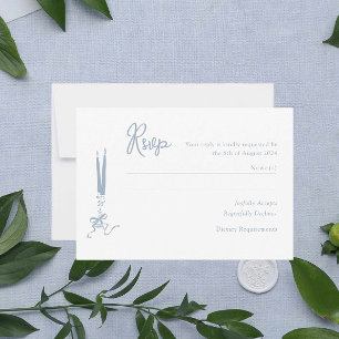 Tarjeta RSVP de matrimonio azul turbulento