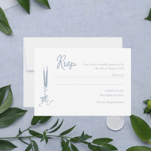 Tarjeta RSVP de matrimonio azul turbulento (Subido por el creador)