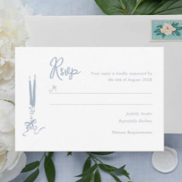 Tarjeta RSVP de matrimonio azul turbulento