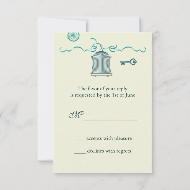 Tarjeta RSVP de matrimonio capáz caprichosa (Anverso)