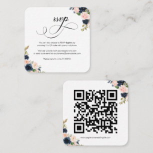 Tarjeta RSVP de matrimonio con código QR floral ro
