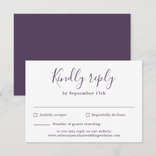 Tarjeta RSVP de matrimonio con escritura moderna d