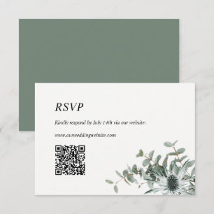 Tarjeta RSVP de matrimonio con fragmento verde de