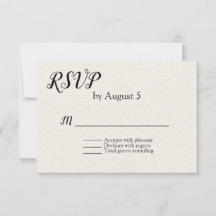 Tarjeta RSVP de matrimonio con textura de marfil