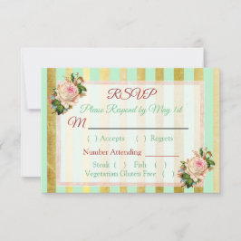 Tarjeta RSVP de matrimonio coral Rosa floral verde