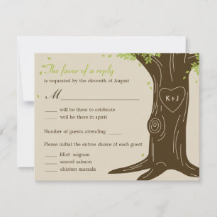 Tarjeta RSVP de matrimonio de árbol de roble con s