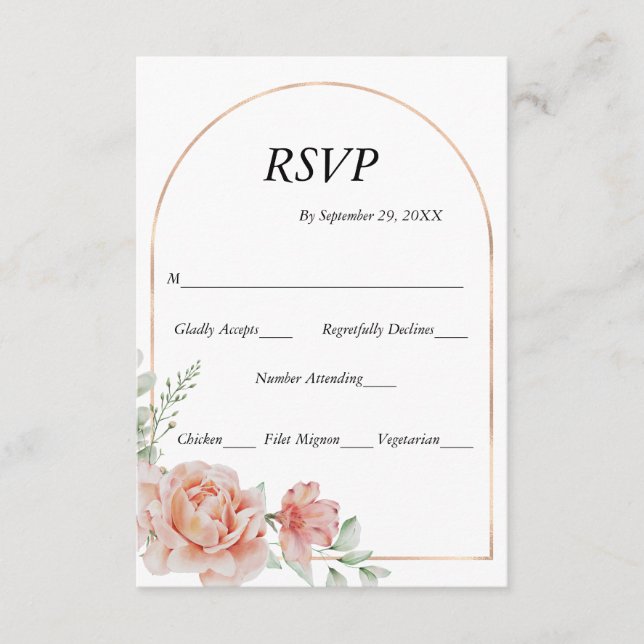 Tarjeta RSVP de matrimonio de borde rosado para ar (Anverso)