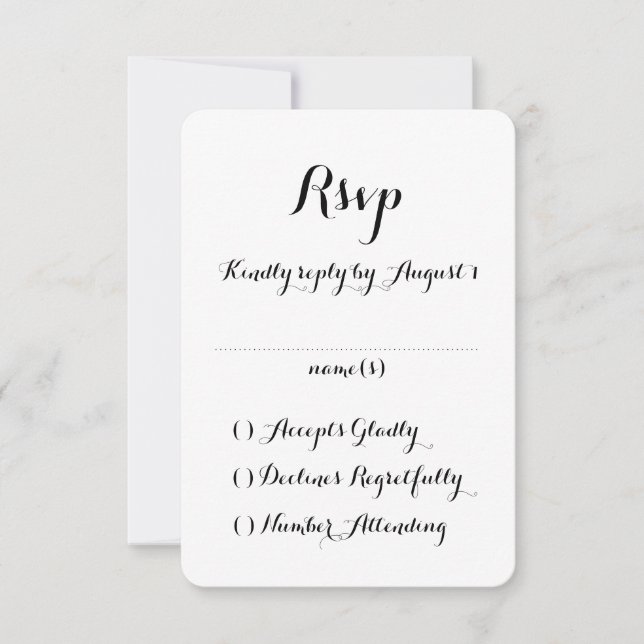 Tarjeta RSVP de matrimonio de caligrafía con mano (Anverso)