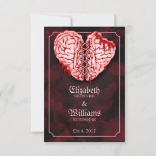 Tarjeta RSVP de matrimonio de cerebros zombis