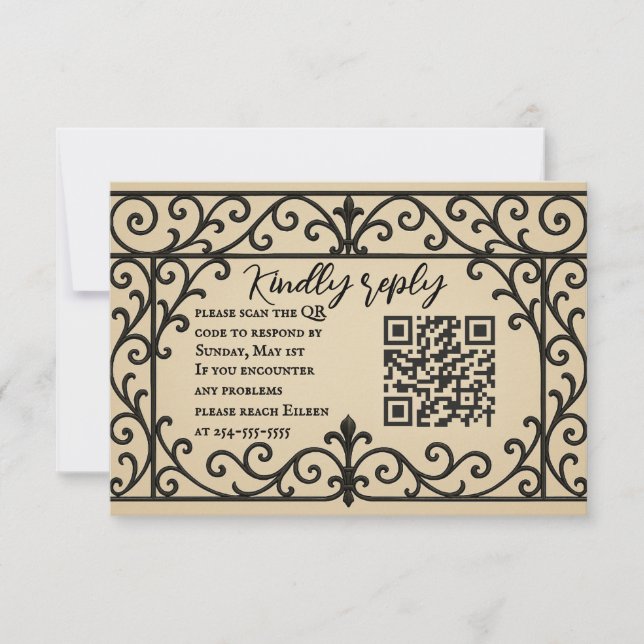 Tarjeta RSVP de matrimonio de código QR de Vow de  (Anverso)