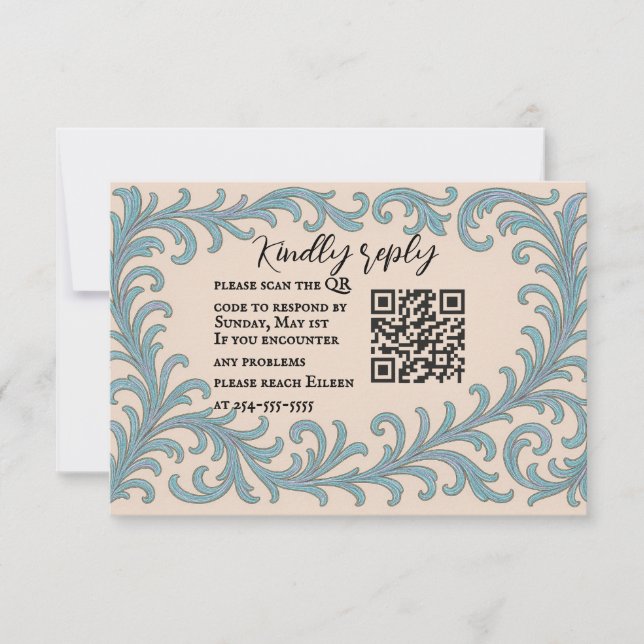 Tarjeta RSVP de matrimonio de código QR de Vow irl (Anverso)