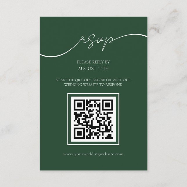 Tarjeta RSVP de matrimonio de código QR moderno ve (Anverso)