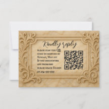 Tarjeta RSVP de matrimonio de código QR Monarch de