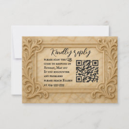 Tarjeta RSVP de matrimonio de código QR Monarch de