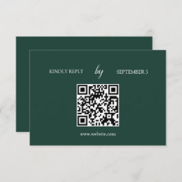 Tarjeta RSVP de matrimonio de código QR verde de e